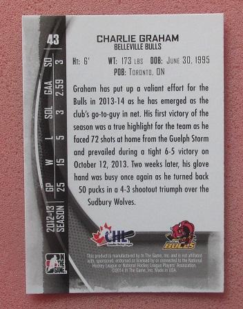 НХЛ Чарли Грэм Бельвиль Буллз № 43 1