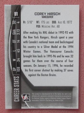 НХЛ Кори Гирш Ванкувер Кэнакс № 91 1