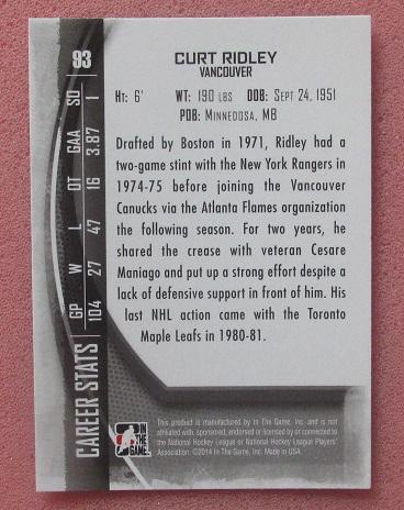 НХЛ Курт Ридли Ванкувер Кэнакс № 93 1