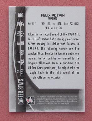 НХЛ Феликс Потвин Торонто Мэйпл Лифс № 106 1