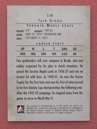 НХЛ Турк Брода Торонто Мэйпл Лифс № I-19 1