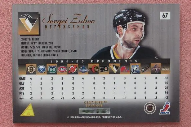 НХЛ Сергей Зубов Питтсбург Пингвинз ЦСКА Москва СКА № 67 1