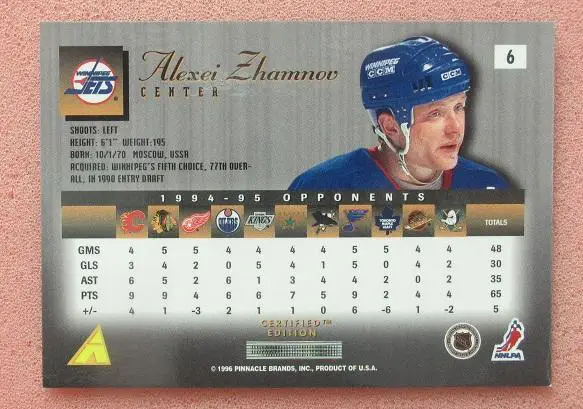 НХЛ Алексей Жамнов Виннипег Джетс Динамо Москва Витязь № 6 1