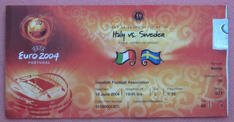 Италия - Швеция 18.06.2004 Чемпионат Европы