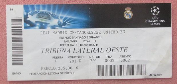 Реал Мадрид Испания - Манчестер Юнайтед Англия 13.02.2013 Лига чемпионов