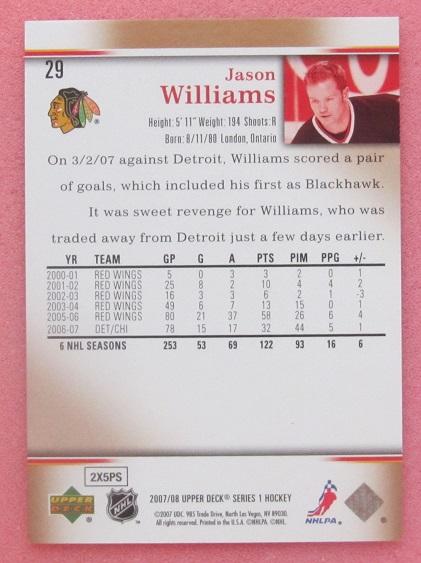 НХЛ Джейсон Уильямс Чикаго Блэкхокс № 29 1