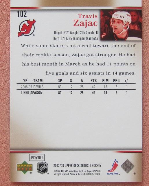НХЛ Трэвис Зэйджек Нью-Джерси Девилз № 102 1