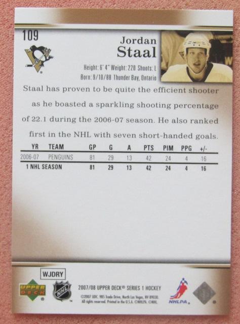 НХЛ Джордан Стаал Питтсбург Пингвинз № 109 1