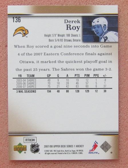 НХЛ Дерек Рой Баффало Сейбрз № 136 1