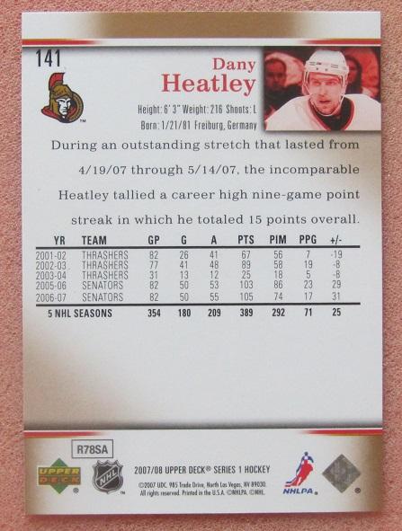 НХЛ Дэни Хитли Оттава Сенаторз № 141 1