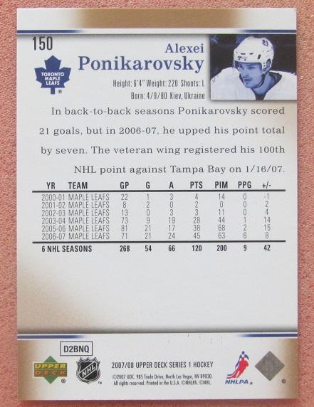 НХЛ Алексей Поникаровский Торонто Мейпл Лифс Тверь Воскресенск СКА № 150 1