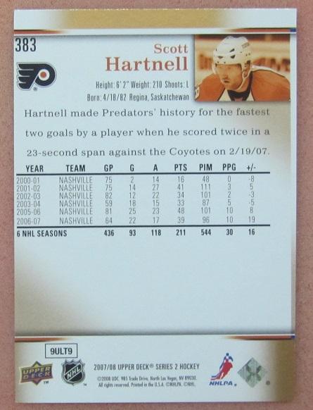 НХЛ Скотт Хартнелл Филадельфия Флайерз № 383 1