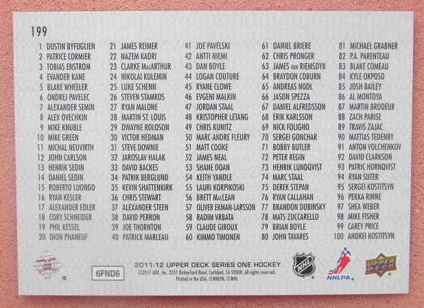 НХЛ Ванкувер Кэнакс Даниэль Седин Роберто Луонго Райан Кеслер № 199 чек-лист 1