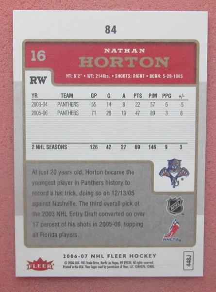 НХЛ Натан Хортон Флорида Пантерз № 84 1
