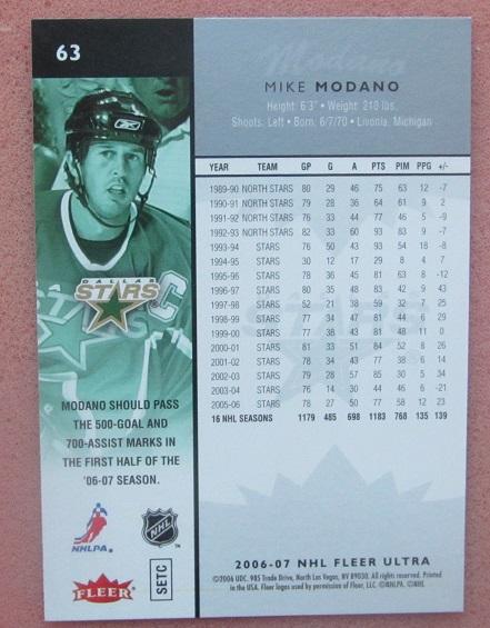 НХЛ Майк Модано Даллас Старз № 63 1