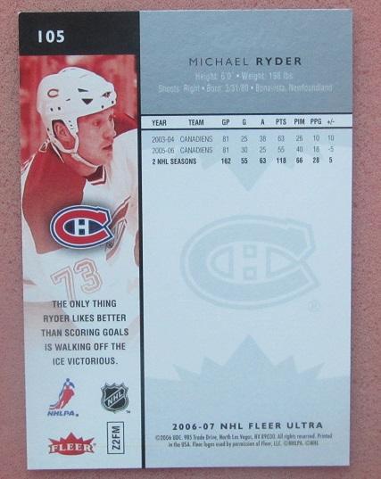 НХЛ Майкл Райдер Мореаль Канадиенс № 105 1