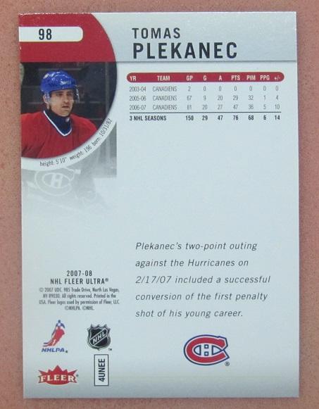 НХЛ Томаш Плеканец Монреаль Канадиенс № 98 1