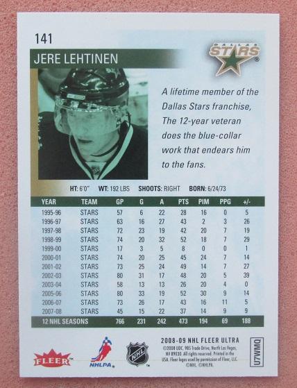 НХЛ Йере Лехтинен Даллас Старз № 141 1