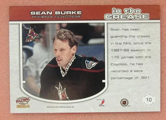 НХЛ Шон Бурк Финикс Койотис № 10 1