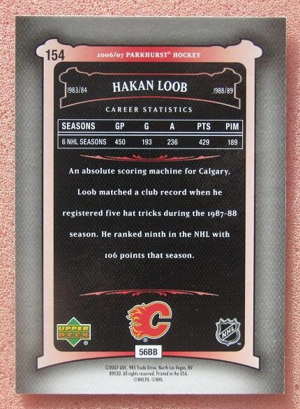 НХЛ Хакан Лооб Калгари Флеймз № 154 1
