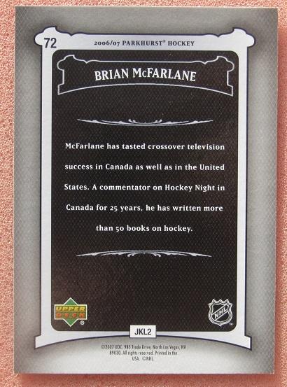 НХЛ Брайан МакФарлан телевизионный комментатор и автор книг по хоккею № 72 1