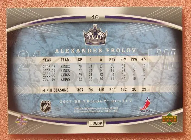 НХЛ Александр Фролов Лос-Анжелес Кингз Спартак Крылья Советов Динамо Москва №46 1