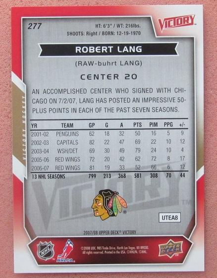 НХЛ Роберт Ланг Чикаго Блэкхокс № 277 1