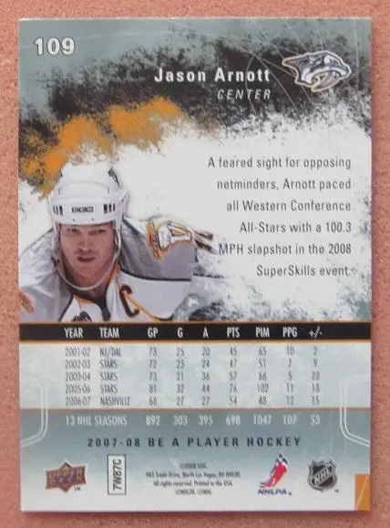НХЛ Джейсон Арнотт Нэшвилл Предаторз № 109 1