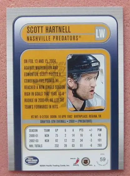 НХЛ Скотт Хартнелл Нэшвилл Предаторз № 59 1