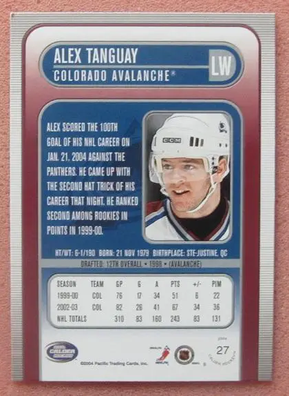 НХЛ Алекс Тангуэй Колорадо Эвеланш № 27 1