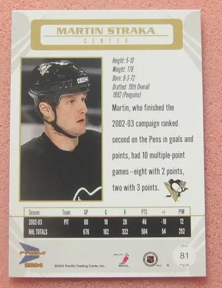 НХЛ Мартин Страка Питтсбург Пингвинз № 81 1
