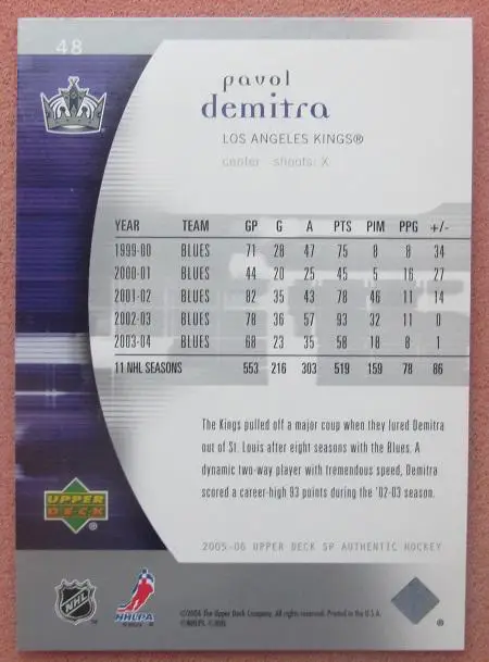 НХЛ Павол Демитра Лос-Анжелес Кингз № 48 1