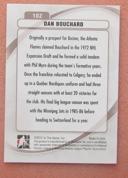 НХЛ Даниэль Бушар Атланта Калгари Квебек Виннипег № 102 1