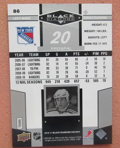 НХЛ Вацлав Проспал Нью-Йорк Рейнджерс № 86 1