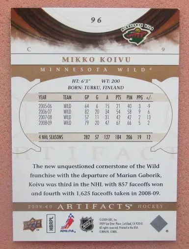 НХЛ Микко Койву Миннесота Уайлд № 96 1