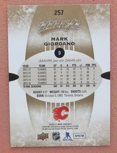 НХЛ Марк Джордано Калгари Флеймз № 257 1