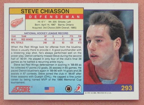НХЛ Стив Чейссон Детройт Ред Уингз № 293 1