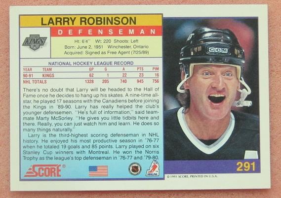 НХЛ Ларри Робинсон Лос-Анжелес Кингз № 291 1