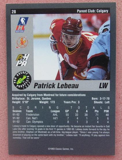 НХЛ Патрик Лебо Солт Лейк Голден Иглз № 28 1
