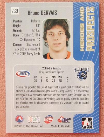 НХЛ Бруно Жерве Бриджпорт Саунд Тайгерс № 269 1