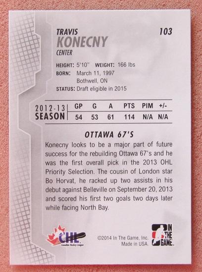 НХЛ Трэвис Конекни Оттава 67с № 103 1