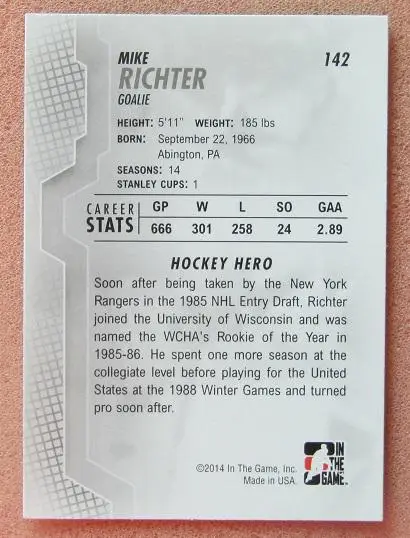 НХЛ Майк Рихтер Колорадо Денвер Нью-Йорк Флинт № 142 1