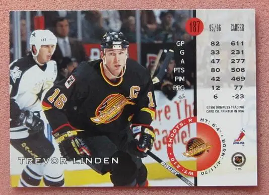 НХЛ Тревор Линден Ванкувер Кэнакс № 187 1