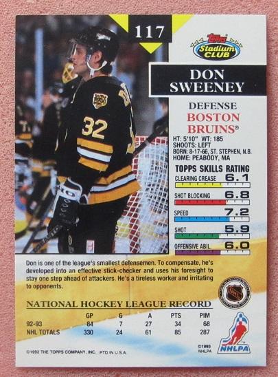 НХЛ Дон Суини Бостон Брюинз № 117 1