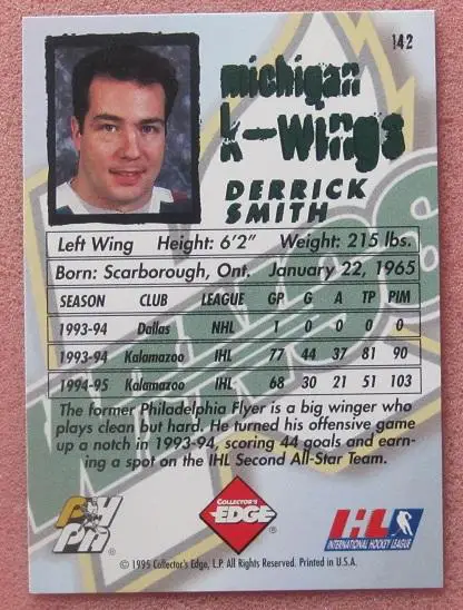 НХЛ Деррик Смит Мичиган К-Уингз № 142 1