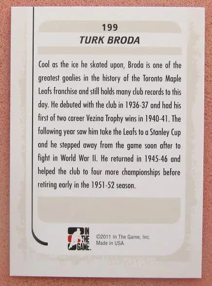 НХЛ Турк Брода Торонто Мэйпл Лифс № 199 1