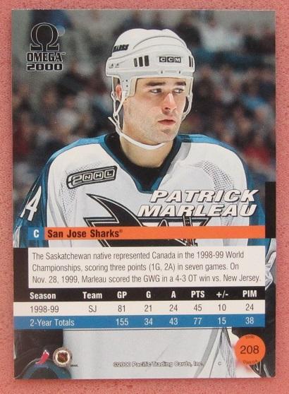 НХЛ Патрик Марло Сан-Хосе Шаркс № 208 1