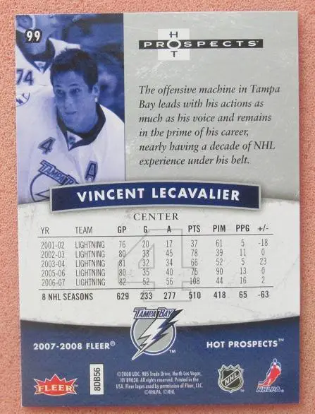 НХЛ Венсан Лекавалье Тампа Бэй Лайтнинг № 99 1