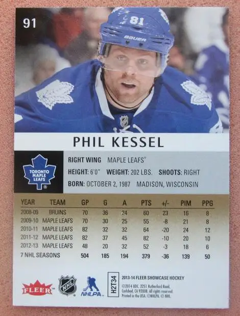 НХЛ Фил Кессел Торонто Мэйпл Лифс № 91 1