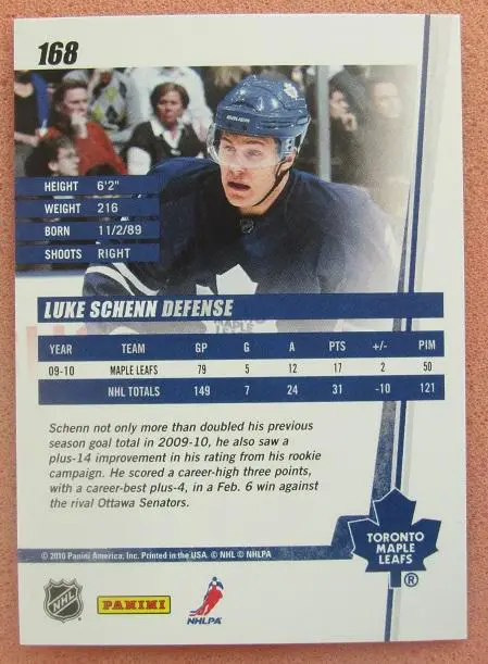 НХЛ Люк Шенн Торонто Мэйпл Лифс № 168 1